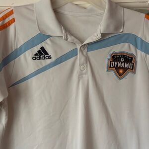 Adidas Houston Dynamo White Polo with Blue and Orange Accents